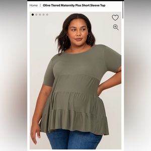 Pink Blush Olive Tiered Maternity Shirt - 3X